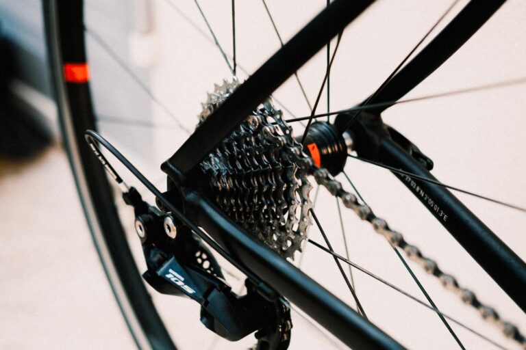 Close-up image of a bicycle gear and chain for cycling enthusiasts and mechanics.