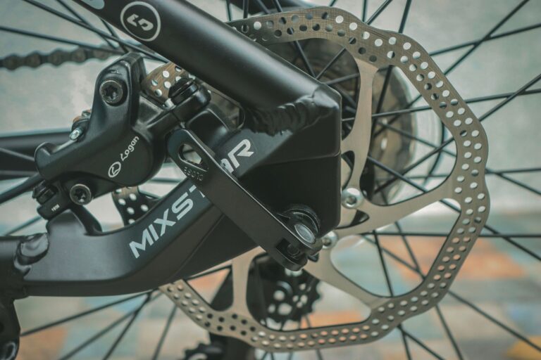Detailed view of a bicycle disc brake system showcasing the Mixstar brand.
